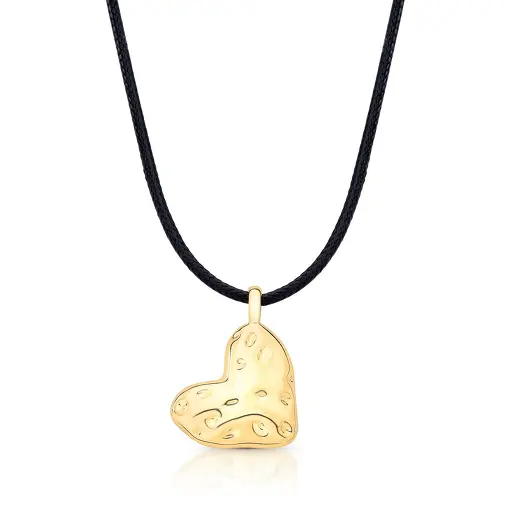 COLAR EM COURINO COM PINGENTE DE CORAÇÃO LISO