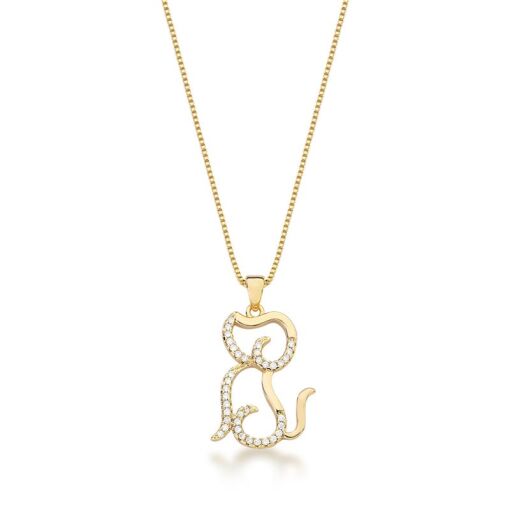 COLAR COM PINGENTE DE CACHORRO VAZADO BANHADO A OURO