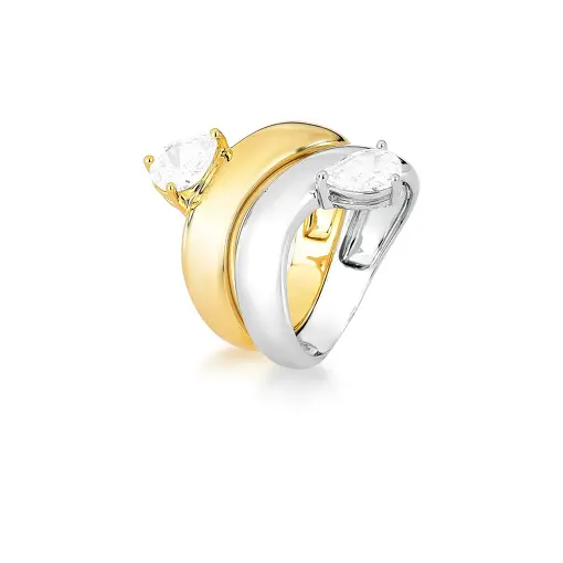 ANEL DUPLO CURVO COM CRISTAL DE GOTA
