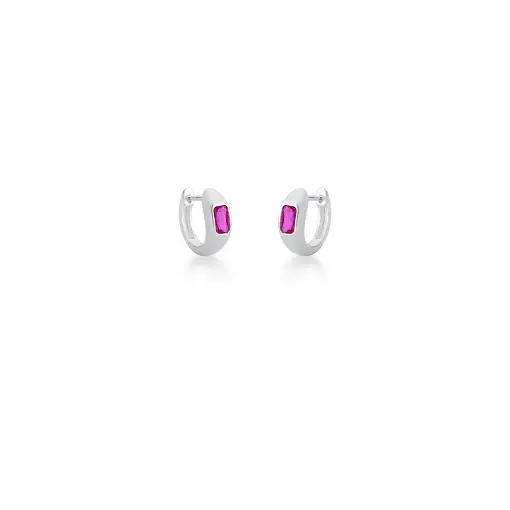 ARGOLA LISA COM CRISTAL RETANGULAR EM PRATA