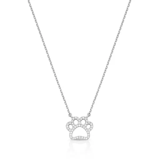 COLAR COM PATA DE CACHORRO EM ZIRCÔNIAS PRATA RODINADA