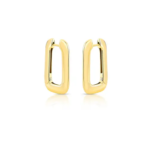 ARGOLA RETANGULAR LISA BANHADA A OURO
