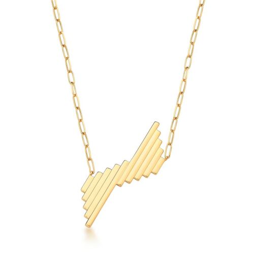 COLAR COM PINGENTE GEOMETRICO TEXTURIZADO BANHADO A OURO